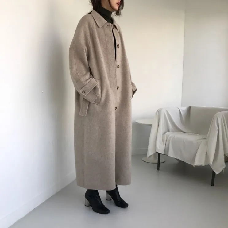 SuperAen, корейский стиль, Женское шерстяное пальто, карманы, лацканы, зима, новинка, Женское шерстяное пальто, модная повседневная женская одежда
