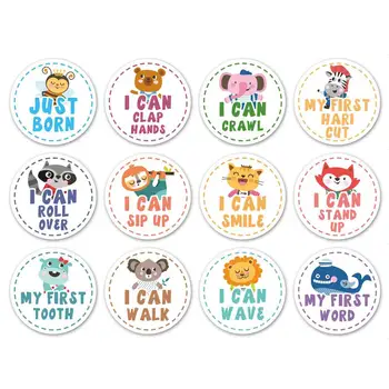 

12 Months Baby Monthly Stickers Newborn First Year Age & Growth Tracking Sticker 24BE