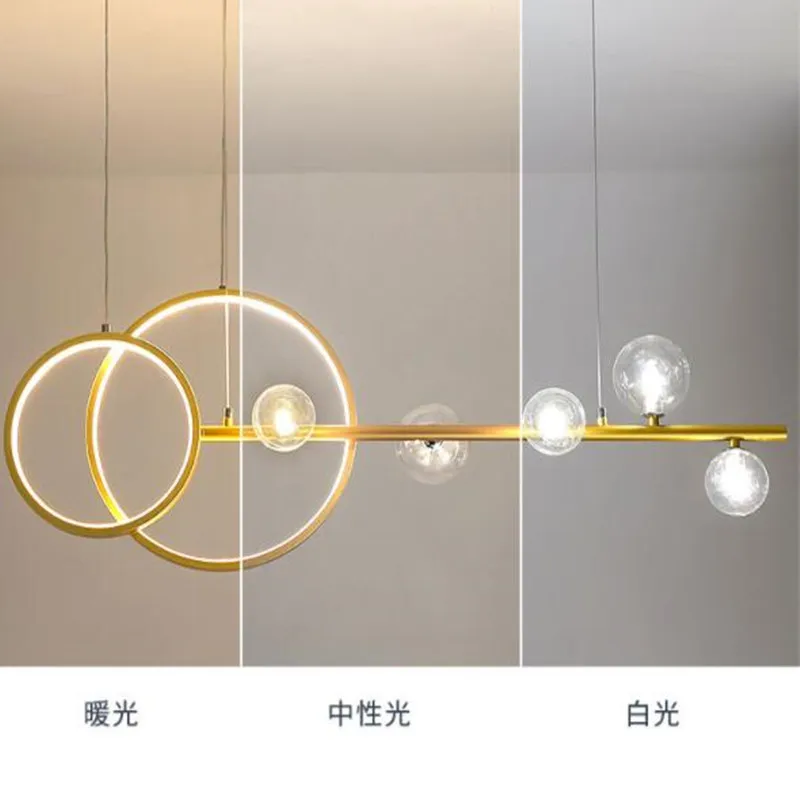 

Nordic Bar Hanging Pendant Light Double Ring White/3 Light Dim Pendant Lamp Black Gold for Dining room Restaurant Kitchen