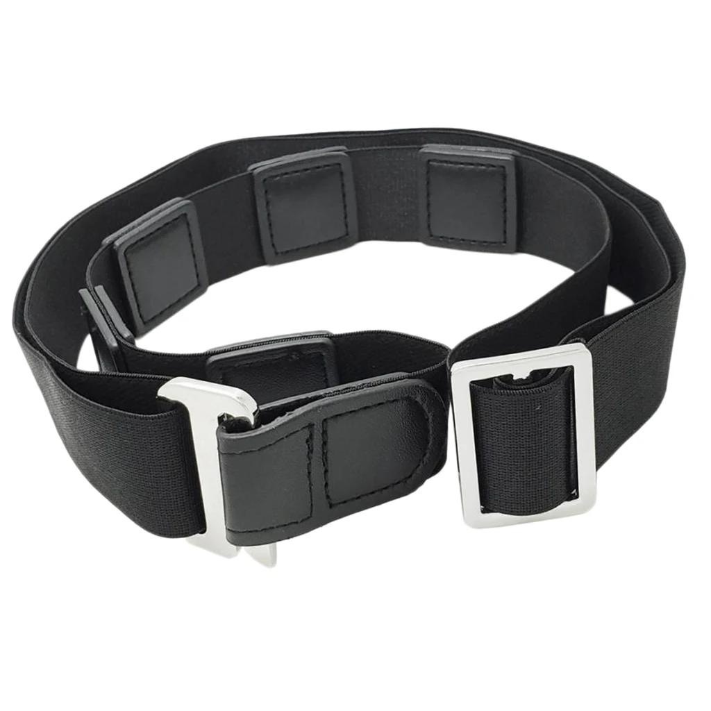 Non-Slip Shirt Belt with Adjustable Buckle Stay Shirt for Women Man Black