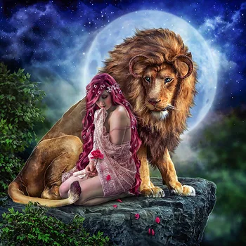 

5D DIY Square/Round Diamond Painting Girl Cross Stitch Diamond Embroidery Lion Landscape Full Round Rhinestones Home Decor Gift