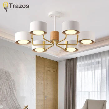 

Macaron LED Pendant Lights Gold Hanging Lamp Nordic Wooden Pendant Lamp For Bedroom Bar Corridor Living room lustre pendente