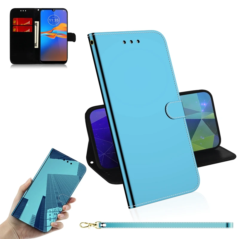 Кожаный чехол книжка с зеркальной поверхностью для Moto E6 Plus 6 1 дюйма Motorola E6s e6plus E
