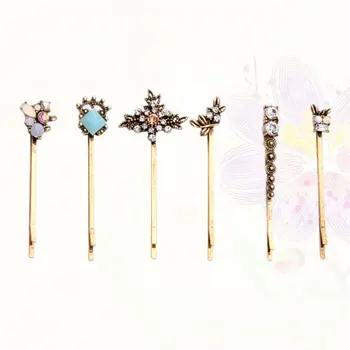 

6pcs Hair Clips Diamante Vintage Retro Hair Accessories Hair Barrettes Hair Pins for Women Ladies