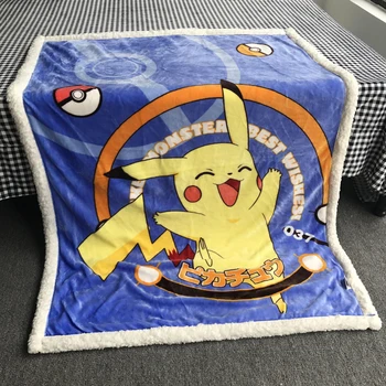 

Cartoon Pokemon Pikachu thickened child blanket berber SHERPA blanket children's quilt autumn and winter double layer blanket