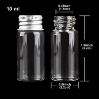 10pcs 10ml 22*50mm Clear Glass Bottles with Aluminum Caps Tiny Empty Glass Jars DIY Crafts Vials Tiny Glass Jars 2