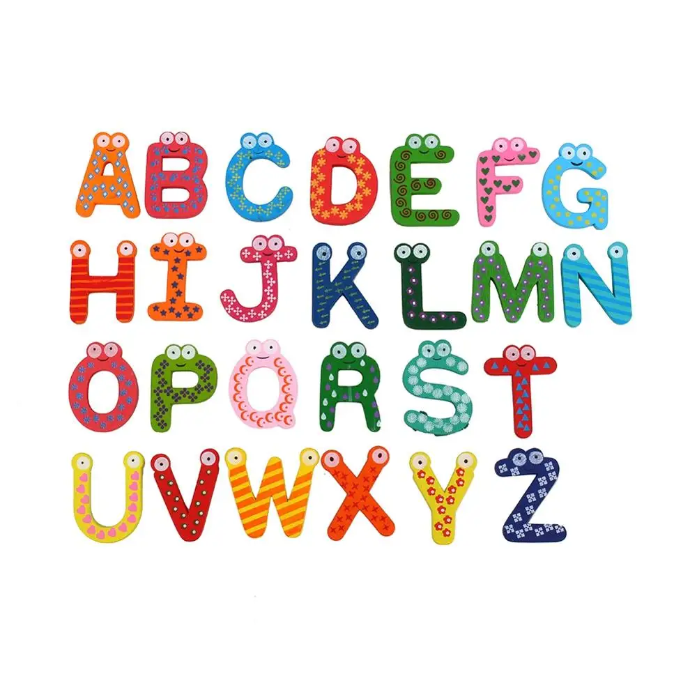 

26pcs/set Letters A-Z Kids Wooden Alphabet Fridge Magnet Child Educational Toy Children Magnetic Sticker Classroom Office