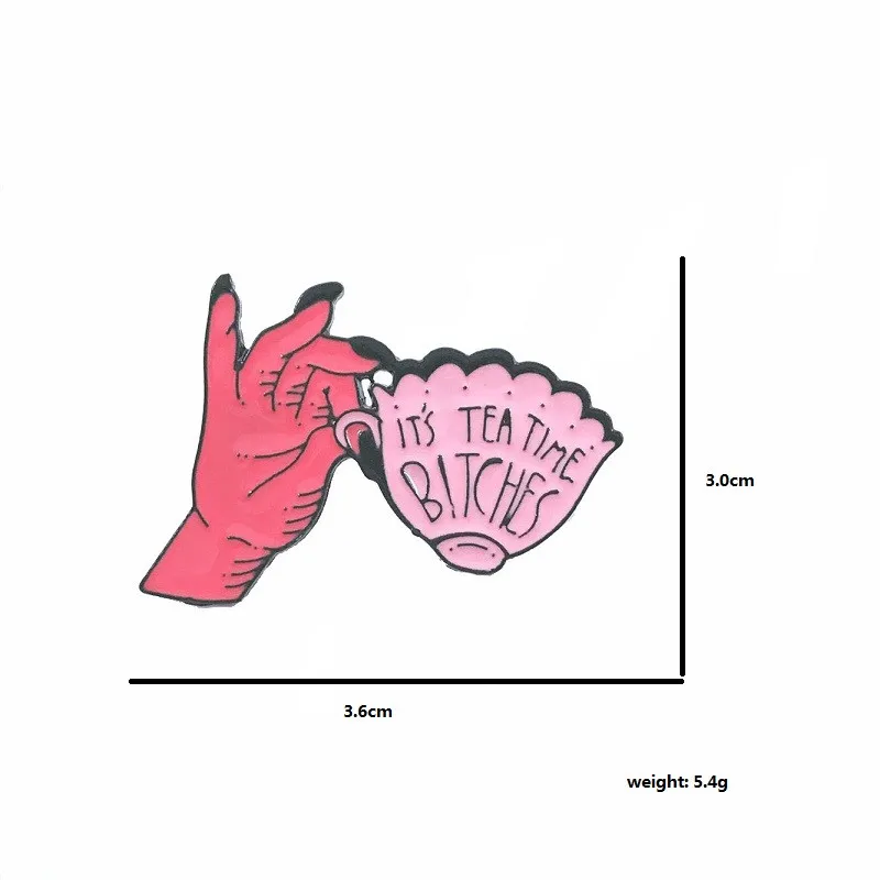 Ручная чашка Эмаль Булавка это чай время суки нагрудный знак брошь джинсовая рубашка сумка панк ювелирные изделия подарок на Хэллоуин для друзей