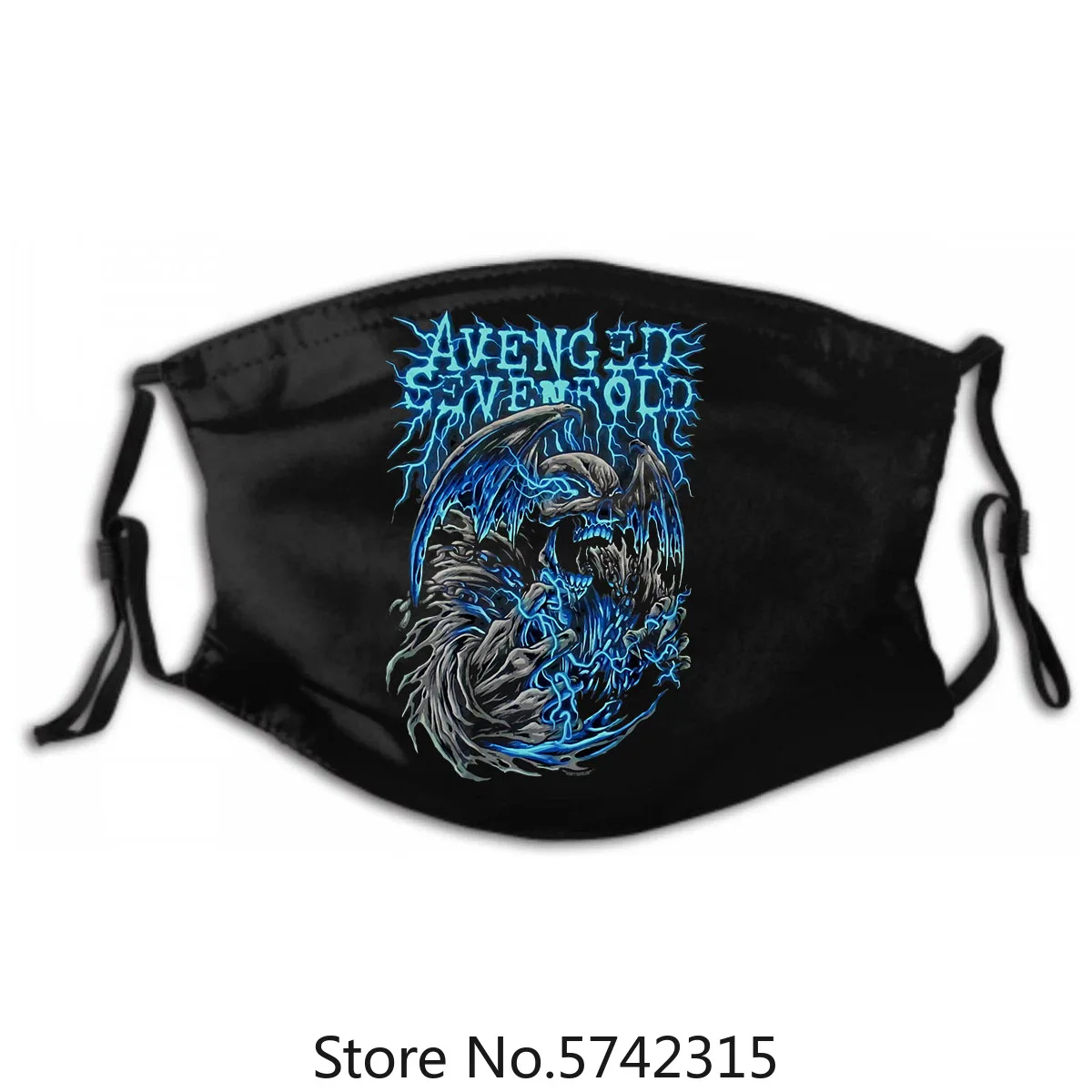 

Adult A7X Washable Reusable Mask with PM2.5 Filters 5 Layers Avenged Sevenfold Power Tour Black Mask New Asia Official