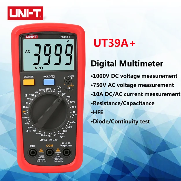 Цифровой мультиметр UNI T UT39A + измеритель переменного/постоянного тока вольтметр