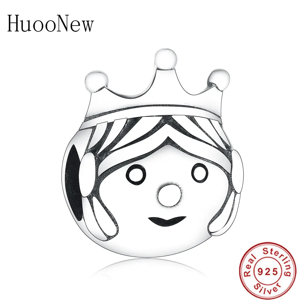 Подходит для оригинального очаровательного браслета прозрачный CZ Smile Queen Crown Prince