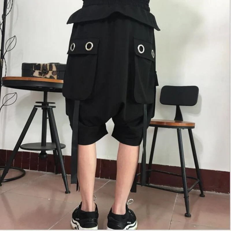 Мужские летние шорты в стиле хип-хоп,, шорты для работы, крутые свободные шорты от Harlan, модные мужские шорты с черной лентой