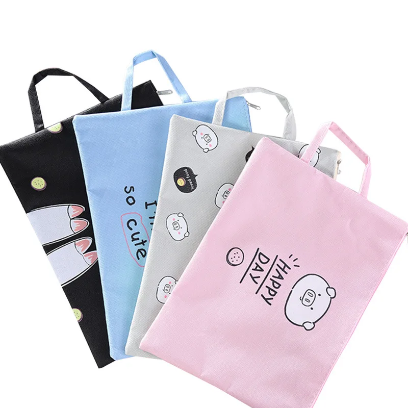 

Hand Zipper Oxford Cloth File Holder A4 Students Makeup Missed Lessons Test Paper Office Contract Cute Cartoon Animal File Bag