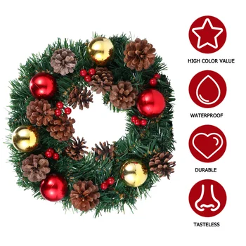 

1pc Christmas Ornament Berry Pinecone Wicker Wreath (Assorted Color)