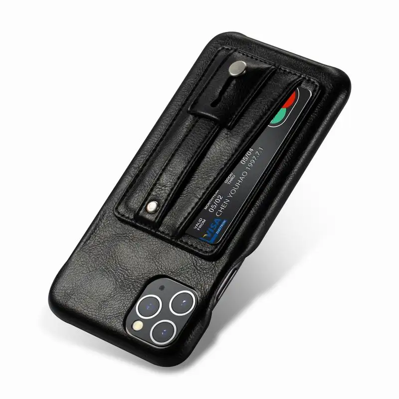 Роскошный Ретро Чехол из искусственной кожи для iphone 11 Pro Max XS X XR 7 8 Plus, чехол для телефона с отделениями для карт, задняя крышка с ремешком на палец, подставка-держатель