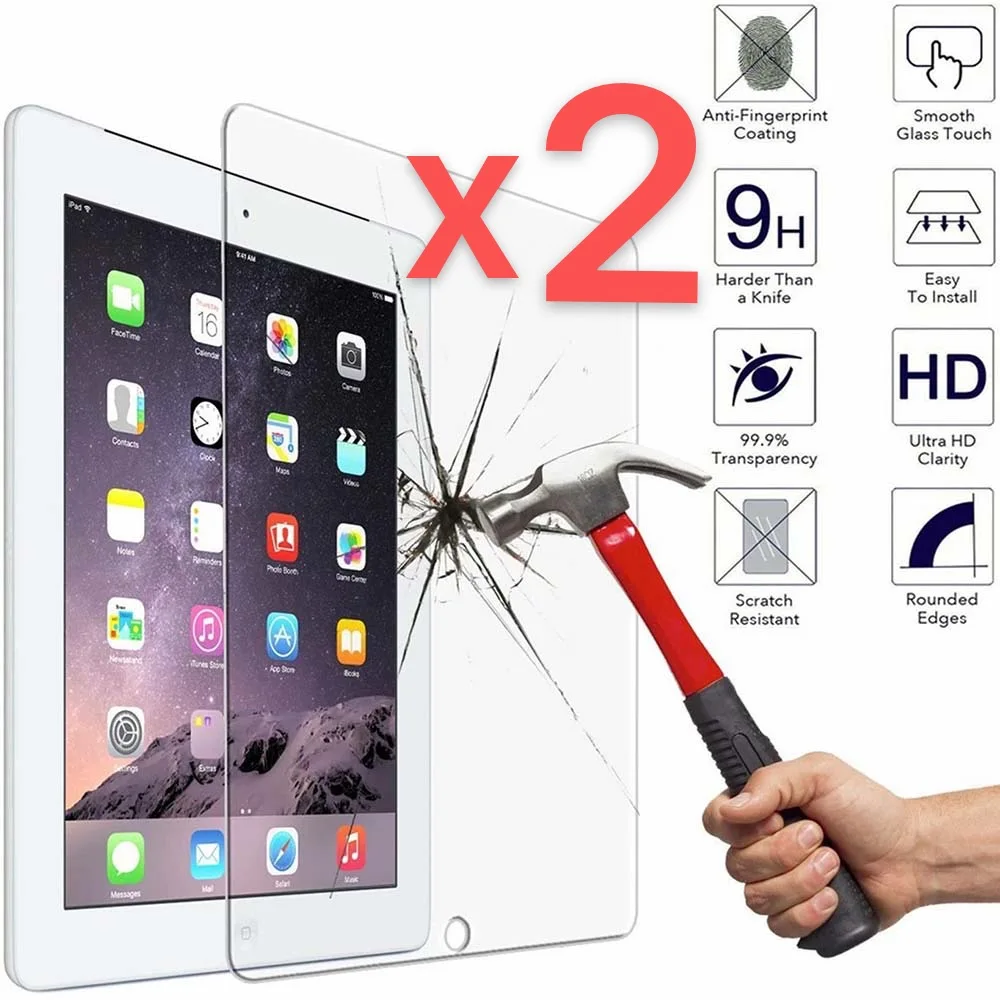 2Pcs Tablet Tempered Glass Screen Protector Cover for Apple IPad 3/IPad 4 9.7 Inch/IPad 2 Anti-Fingerprint Tempered Film