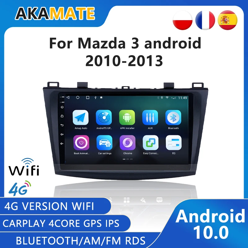 Android 10.0 Car Radio Multimedia video player GPS Carplay Bluetooth IPS RDS FM AM For Mazda3 2010 2011 2012 2013 2din Car Stero