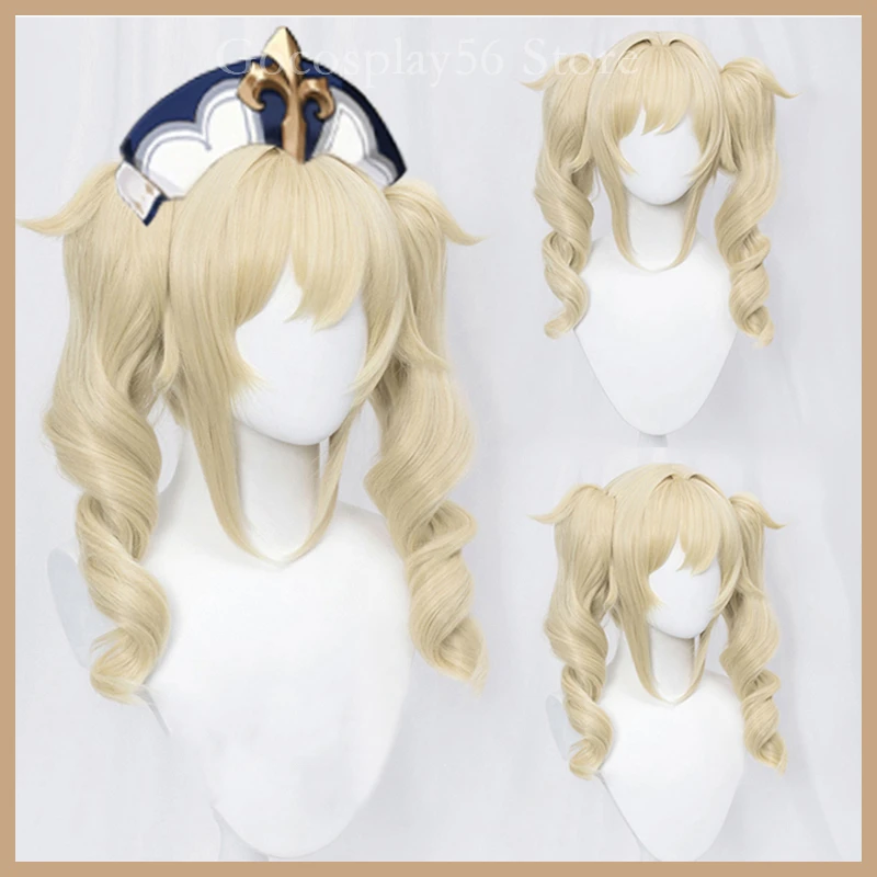 anime outfits Genshin Impact Barbara Wig Cosplay Pale Blonde Long Curly Twin Ponytails Heat Resistant Hair Adult Halloween Role Play AC sexy halloween costumes for women