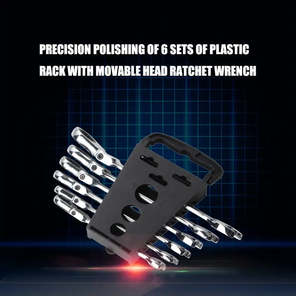 

6pcs/set Active Head Ratchet Wrench 6 Piece Plastic Frame Set Fine Polished Crv72 Tooth 180 degree Shaking Head Dual Use