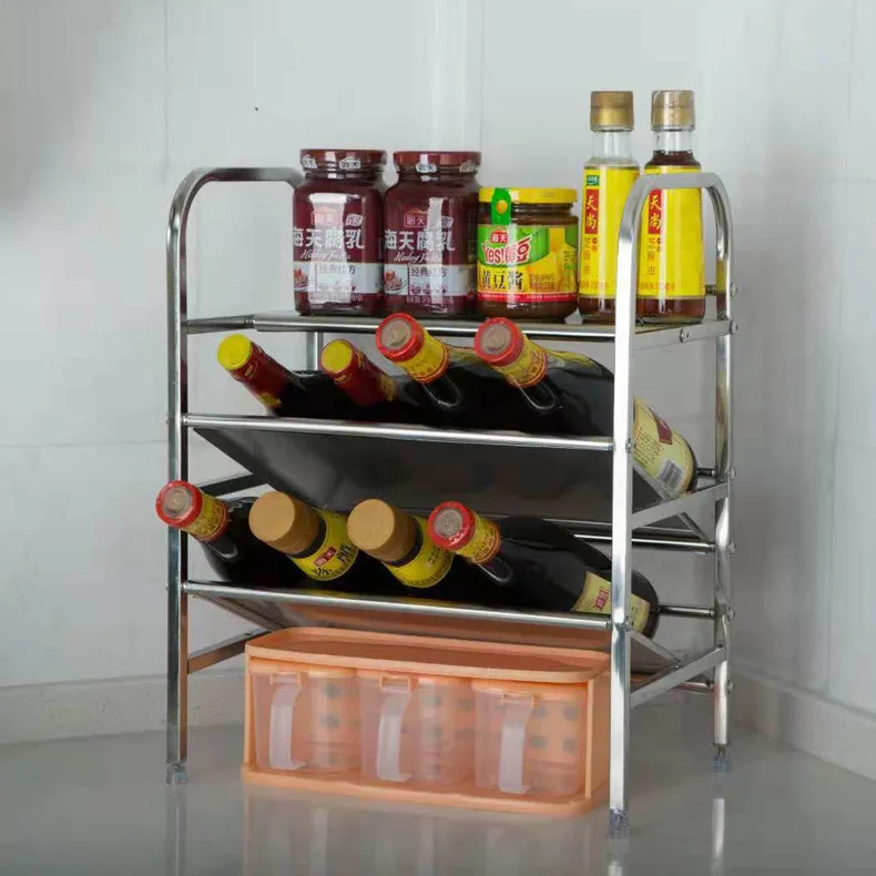 

Manufacturers Direct Selling Household Kitchen Stainless Steel Folding Storage Rack Multi-functional Top Grade Simplicity Three