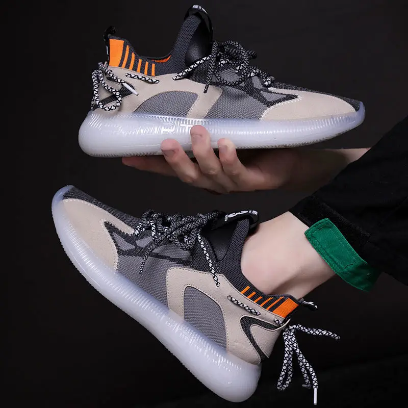 

[Jelly bottom] Men's Korean version of breathable casual running wild coconut shoes flying shoes