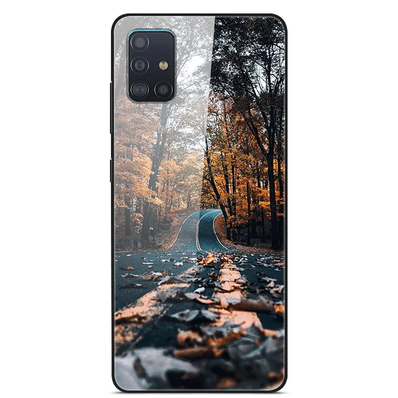 Для samsung A51 A71 чехол с милым рисунком стекло твердая задняя крышка для samsung Galaxy A51 SM-A515F чехол A 71 SM-A715F TPU бампер A 51