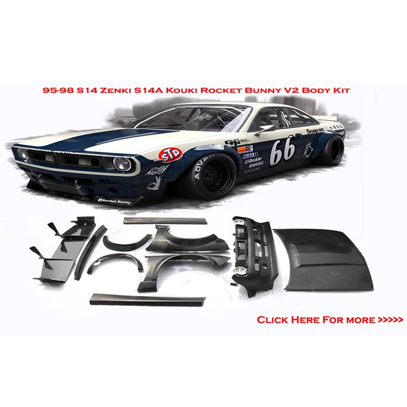Rocket Bunny V2 Style Bodykits Fit For 95 98 S14 Zenki S14a Kouki Fiber Glass Frp Body Kits Aliexpress