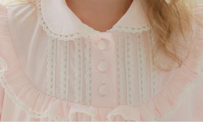 Children Girl's Lolita Dress Princess Sleepshirts Vintage Turndown Collar Nightgowns.Victorian Kid's Nightdress Lounge Sleepwear top Sleepwear & Robes