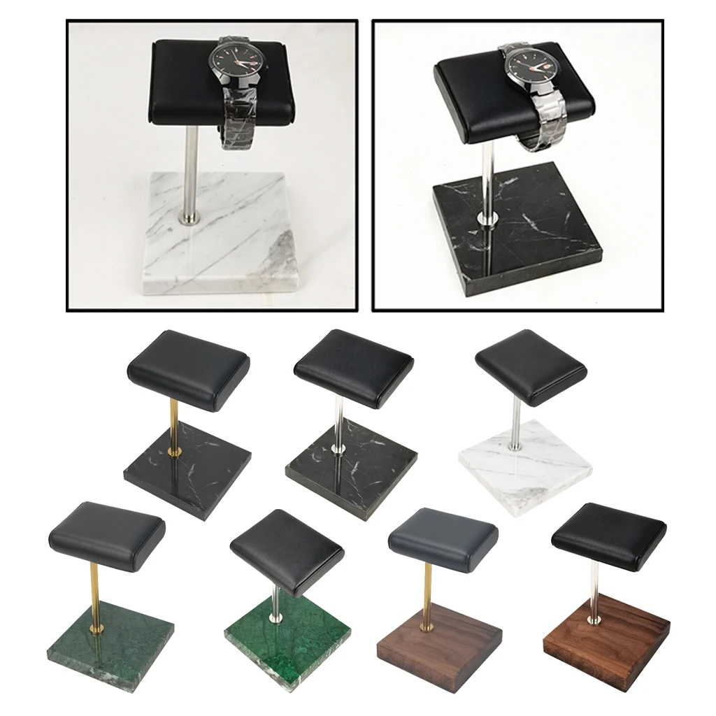 Marble and PU Leather Watch Holder Stand for Display Showcase Exposition