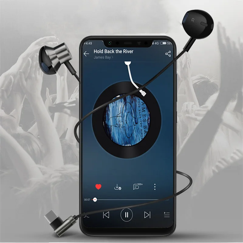 L Форма usb Тип C Игровые наушники глубокий бас Hifi металлические наушники-вкладыши микрофон/регулятор громкости для Xiaomi Mi 6 6X8 SE Mix 2 2S Note 3