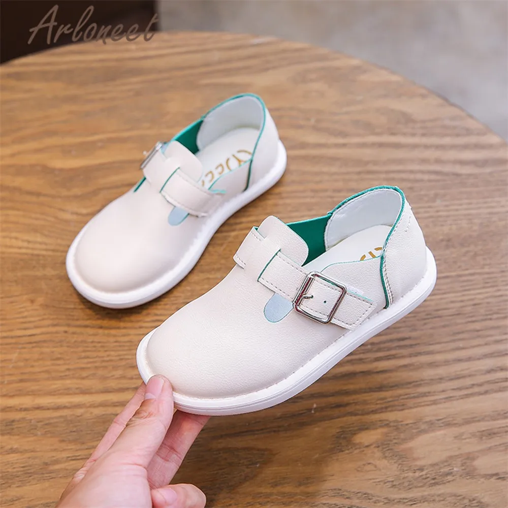 ARLONEET обувь; кожаная обувь для маленьких девочек; Водонепроницаемая Обувь с пряжкой для маленьких девочек; Осенняя нескользящая обувь принцессы на мягкой подошве для девочек
