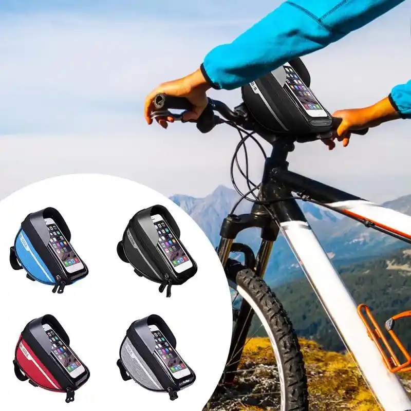 Waterproof MTB Mountain Bike Frame Front Bag Pannier Bicycle Phone Stand Holder