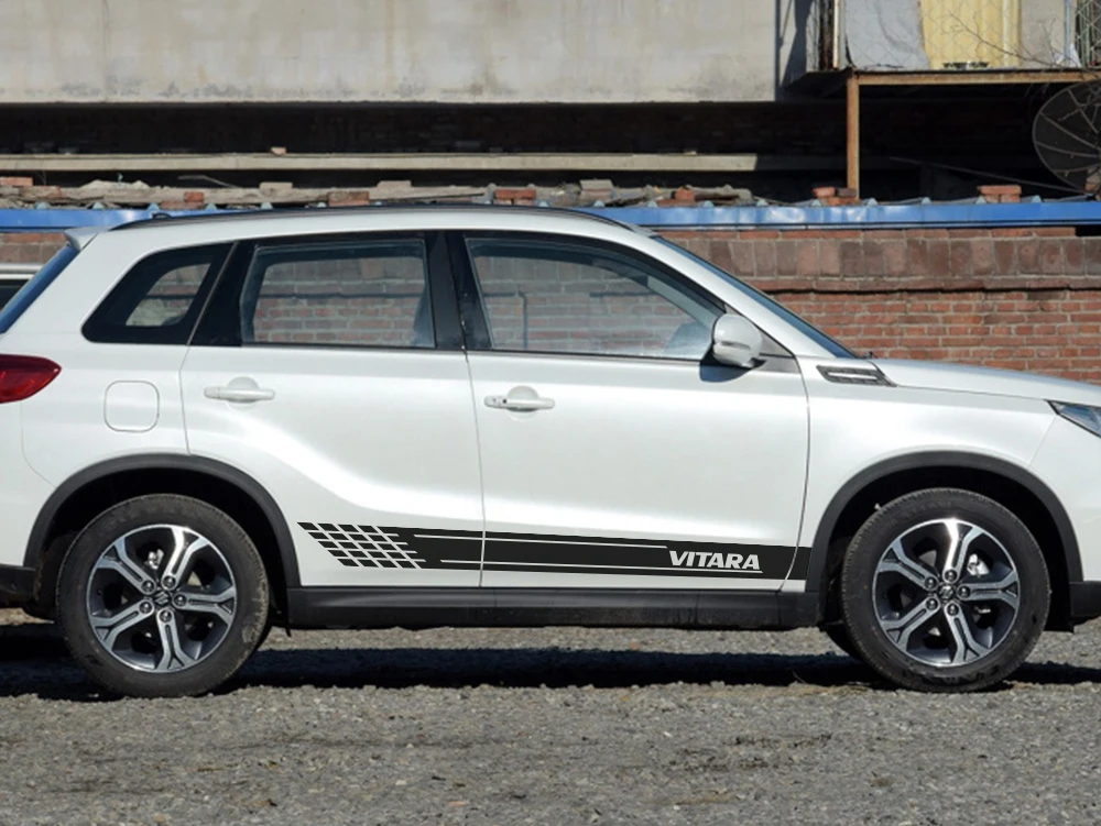 2 шт./компл. автомобиля Длинная сторона юбка наклейки для Suzuki Vitara украшения DIY виниловая пленка Авто спортивный стиль наклейки аксессуары для автомобиля