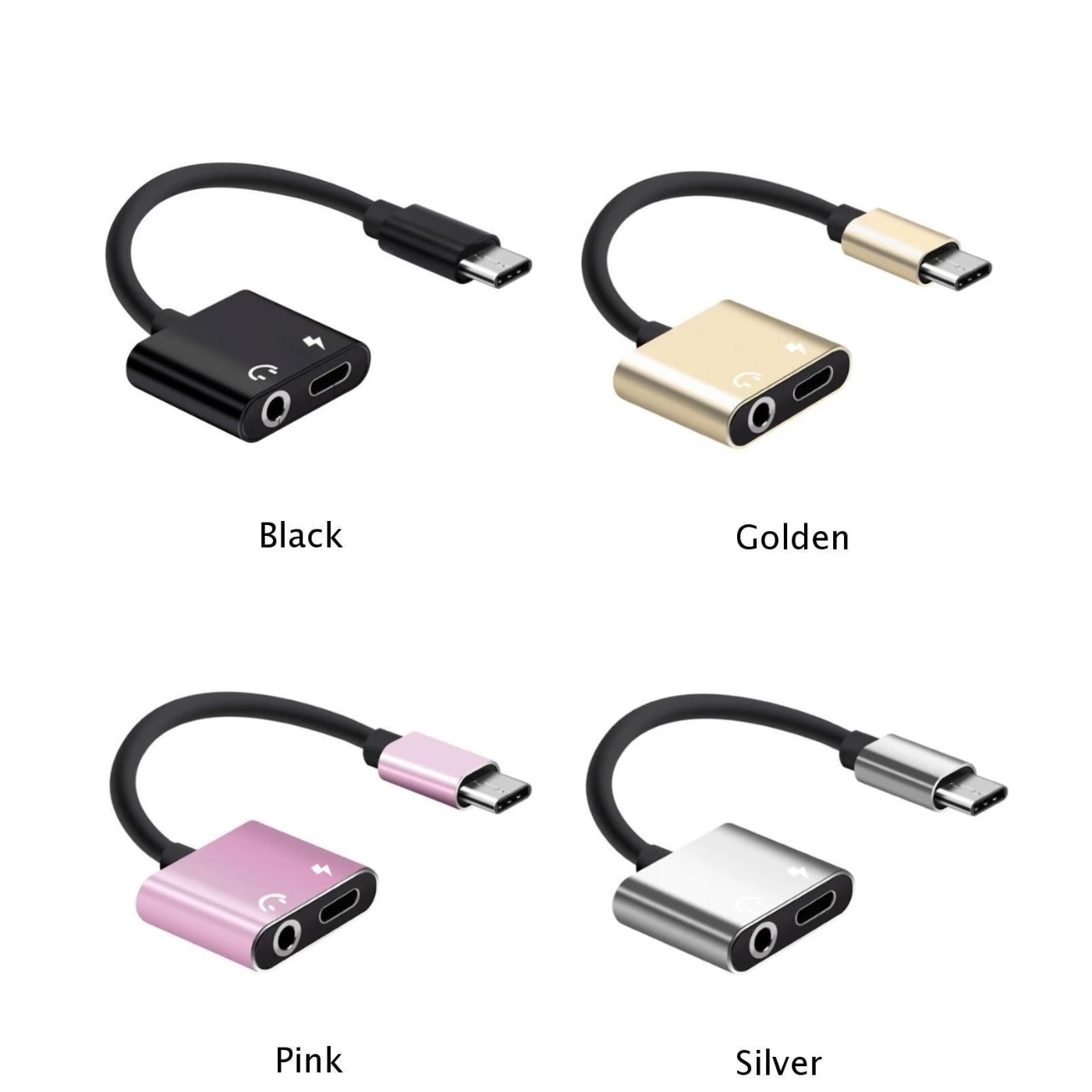 Jack Audio Adapter To 3.5 mm Cables And Charger 2 in1 Headphone AUX Audio High quality Aluminum alloy