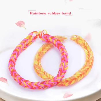 

28 Grids Kids Hair Rubber Loom Bands Elastic Rainbow Weave Ponytail Holder Girls Colourful Rubber Bands Children Elastic Hair
