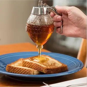 

Squeeze Bottle Honey Jar Container Bee Drip Dispenser Kettle Storage Pot Stand Holder Juice Syrup Cup Kitchen Accessories