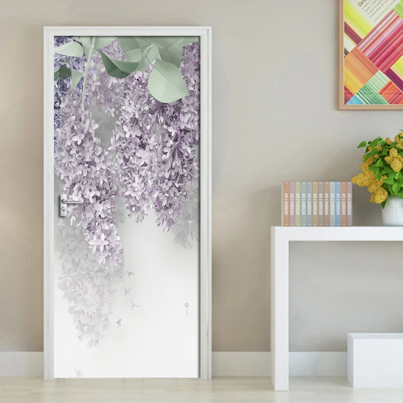 Wisteria 3D наклейки на двери для гостиной спальни ПВХ самоклеящиеся