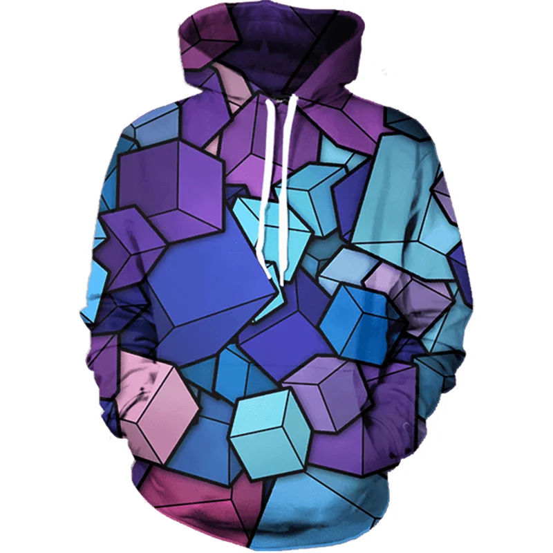 

Square color printing 3D printing hoodie autumn and winter fashion men's clothing Harajuku Sweatshirt street clothing hip hop