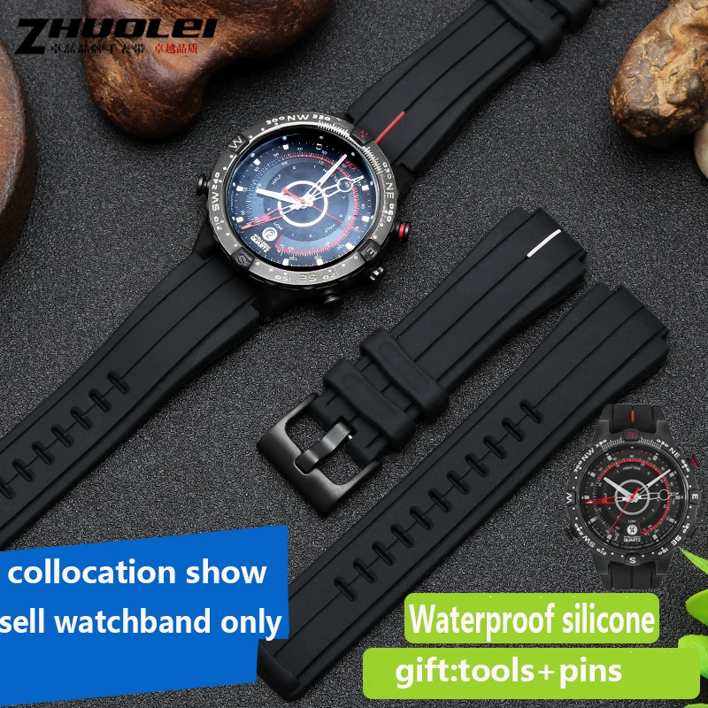Резиновый ремешок для часов timex WATCHT2N720 T2N721 TW2T76300 черный водонепроницаемый