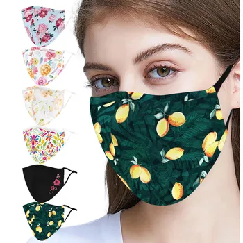 

Floral Printing Washable Reuse Face Mask Fashion Adjustable Dustproof Mask Can Put Filters Outdoor Cycling Sports Mask#20