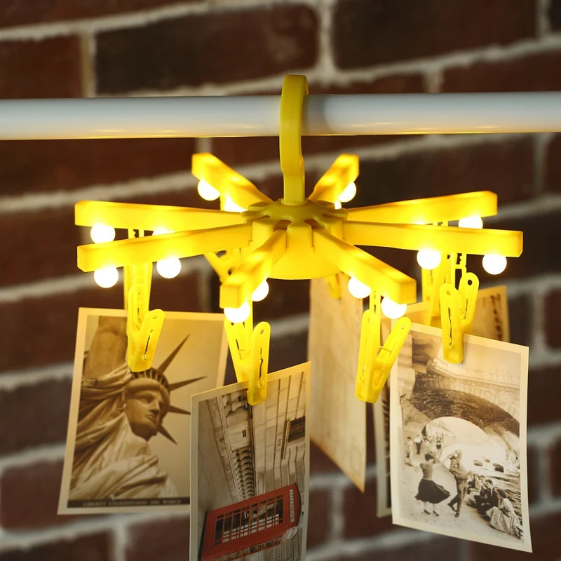 

Home Decoration Foldable Clothes Stand LED Light Photo Clip Creative Night Lights