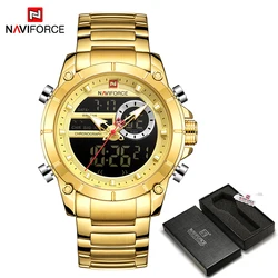 NAVIFORCE Luxury Men's Quartz Steel Waterproof Dual Display Sport Watch (GG  BOX)