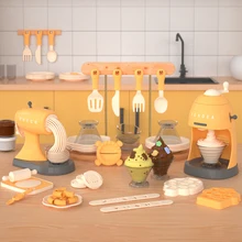 Juguetes de cocina para niños y niñas, molde de plastilina, herramienta de helado, juguete para niños, máquina de fideos, arcilla de Color, DIY, hacer comida
