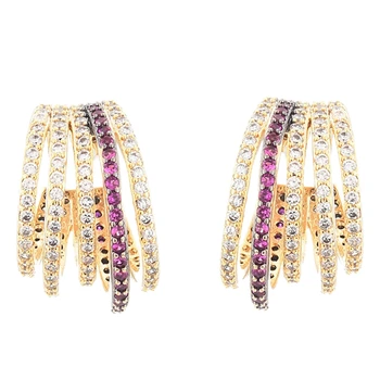 

Geometric Multi-Layer French Earrings Ladies Earrings Micro-Inlaid Zirconium Earrings Temperament Earrings Wild Studs Earrings