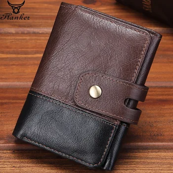 

Flanker Stitching Design Men's Wallets Genuine Leather Vintage Trifold Purse With Coin Pocket Hasp Money Bag For Male Carteira