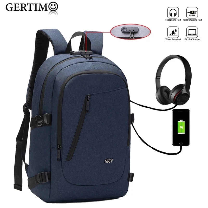 

2021 Men Password Lock Anti Theft Backpack 15.6 Inch Laptop Backpack Male Usb Charging Oxford School Bag for Teen Boys Schoolbag