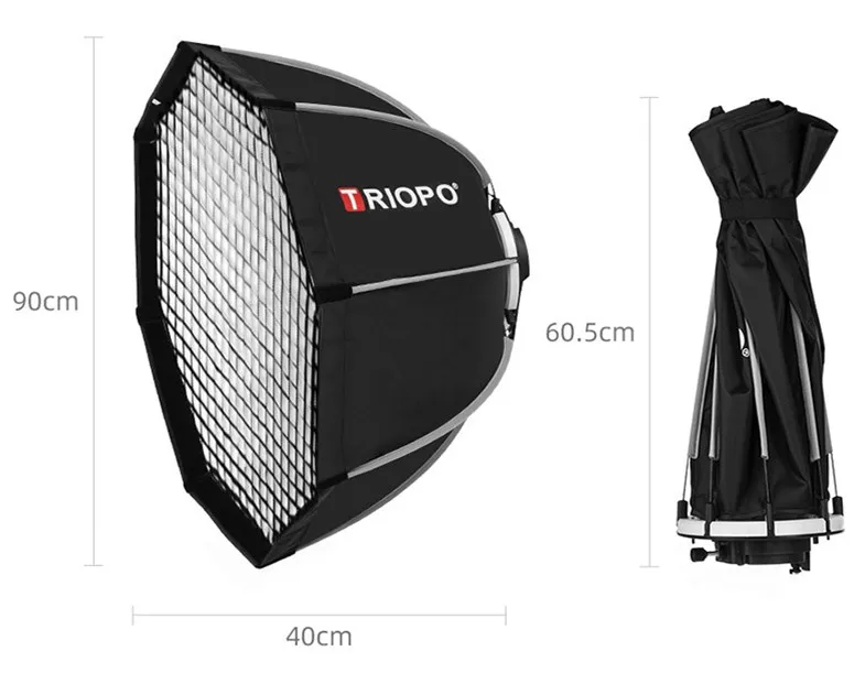 Description Picture 4 of itemTriopo Softbox 55cm 65cm 90cm 120cm Foldable Octagon Umbrella Softbox S Bracket Hand Grip+Honeycomb Grid Outdoor Soft Box Flash