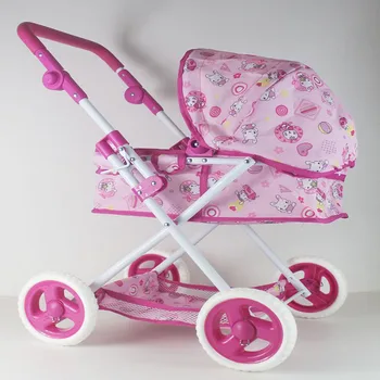 

Large LuxuryBaby Stroller Pretend Play Simulation Toys Trolley Imitation Baby Four Wheels Folding Doll Stroller