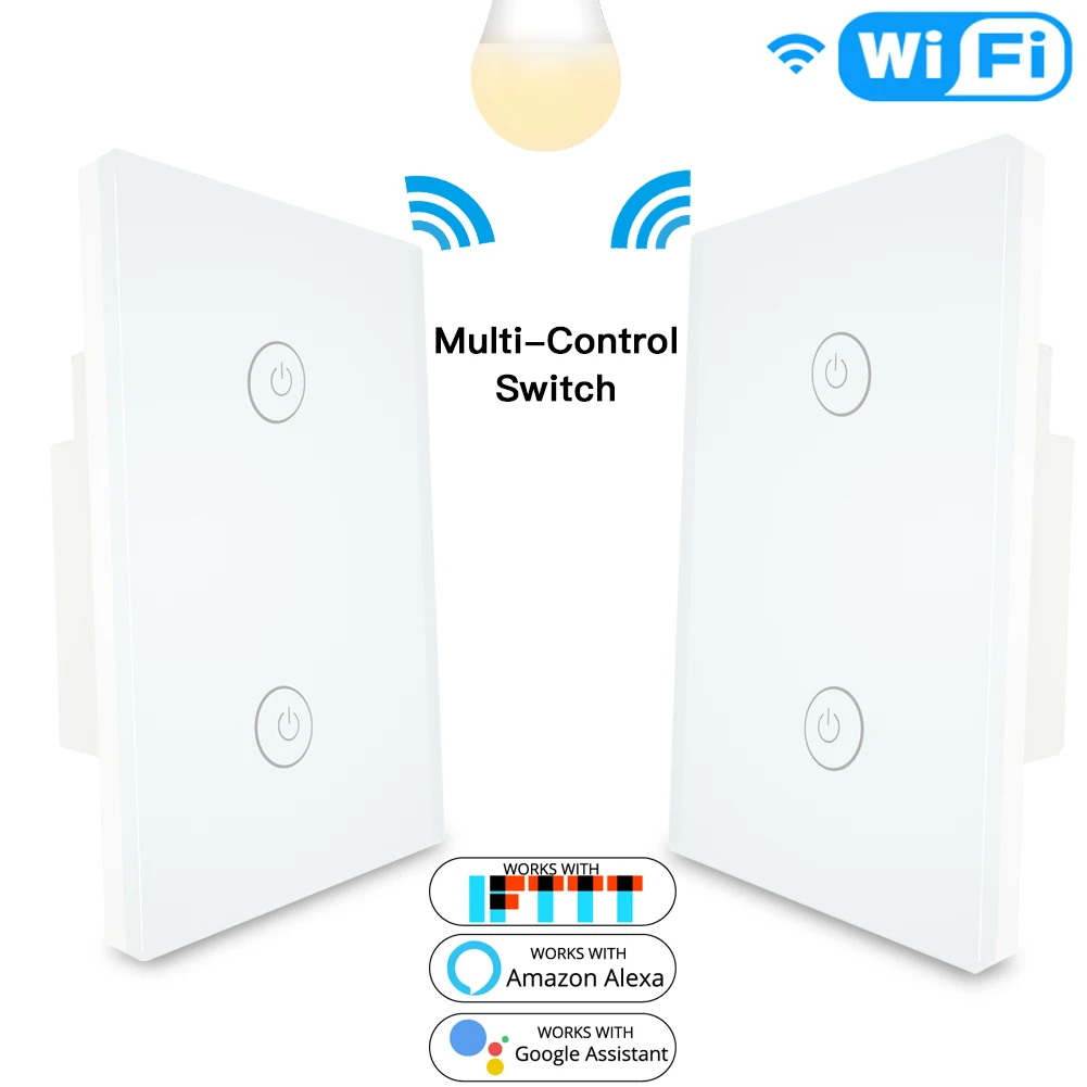 2 gang switch 3 способа Wi-Fi умный мульти-контроль выключатель света работает с Alexa Google Home, не требуется концентратор Smart Life APP дистанционное управление - Цвет: 2 gang switch