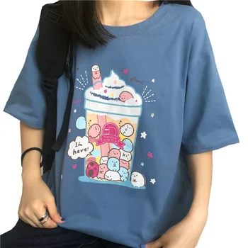

2020 Women T-Shirt Summer O-Neck Harajuku Tee Soft Kawaii Cartoon Ice Cream Printed Short-sleeve Top Bottoming Fashion Tee Shirt